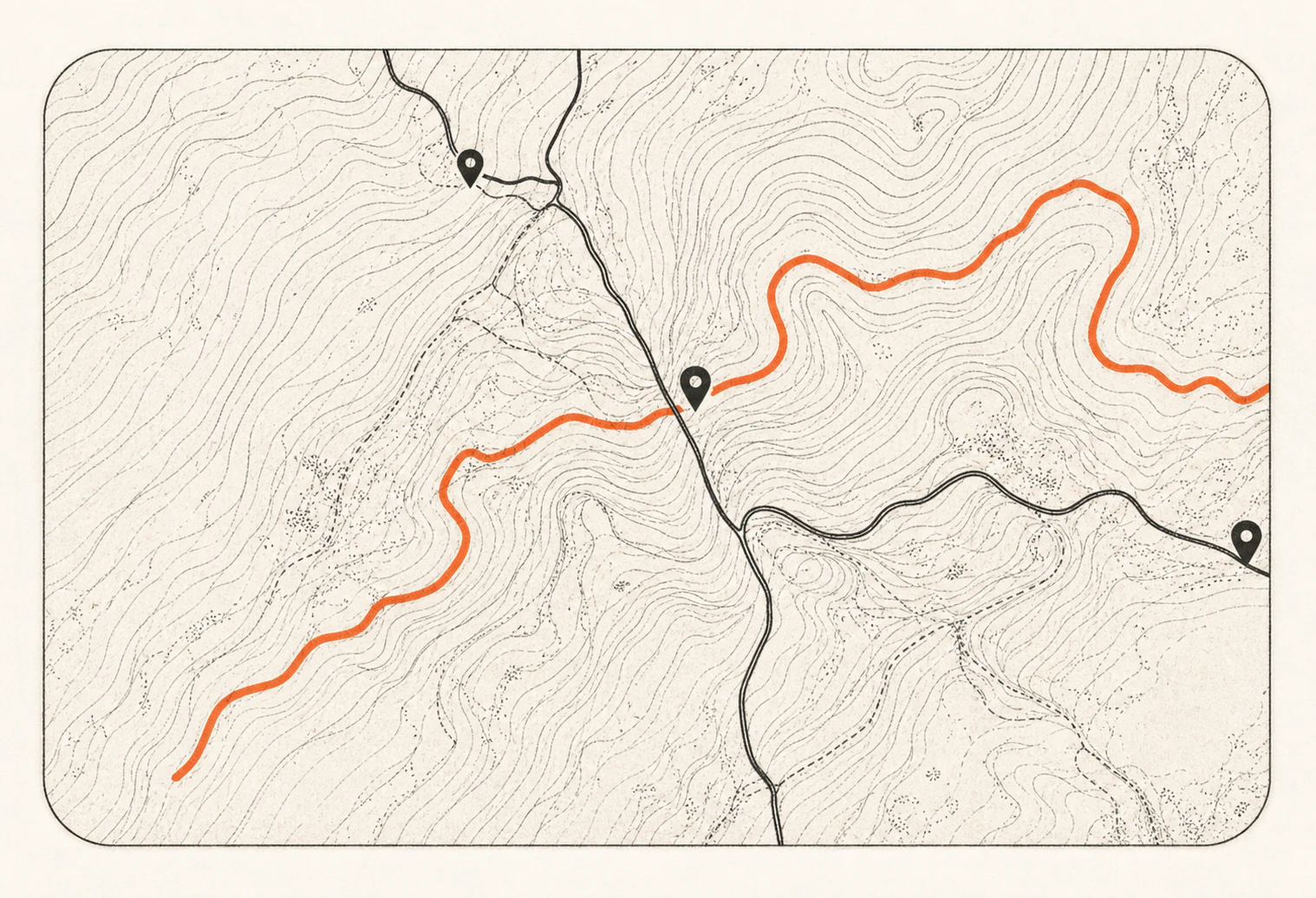 An illustrated topographic route